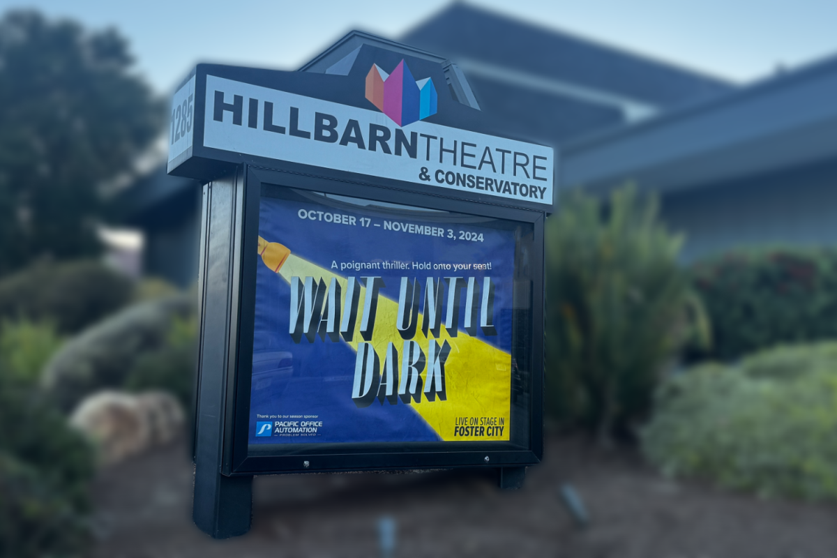 The "Wait Till Dark" advertisement outside of Hillbarn Theater announces their new show. Hillbarn Conservatory is always looking for young actors to perform and puts on shows as well.  
“We love pulling in people who are new to theater and introducing them to the excitement that it gives a lot of our students," said Braun.