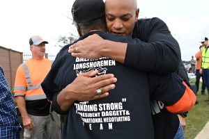 Maryland Governor Wes Moore meets with members of the International Longshoremen's Association. Maryland's key port of Baltimore was in the news earlier this year due to a container ship hitting the Francis Scott Key Bridge, closing off the port for some time.