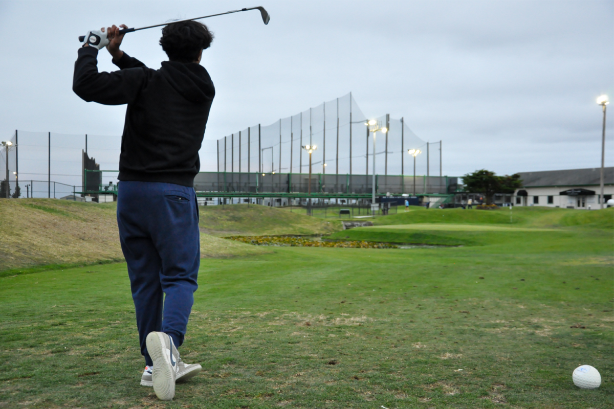 Shivram holds his finish following his tee shot. Shivram has put lots into his swing, perfecting it, to ensure that his shot is accurate. Even the slightest mistake in the swing could affect where the ball goes.