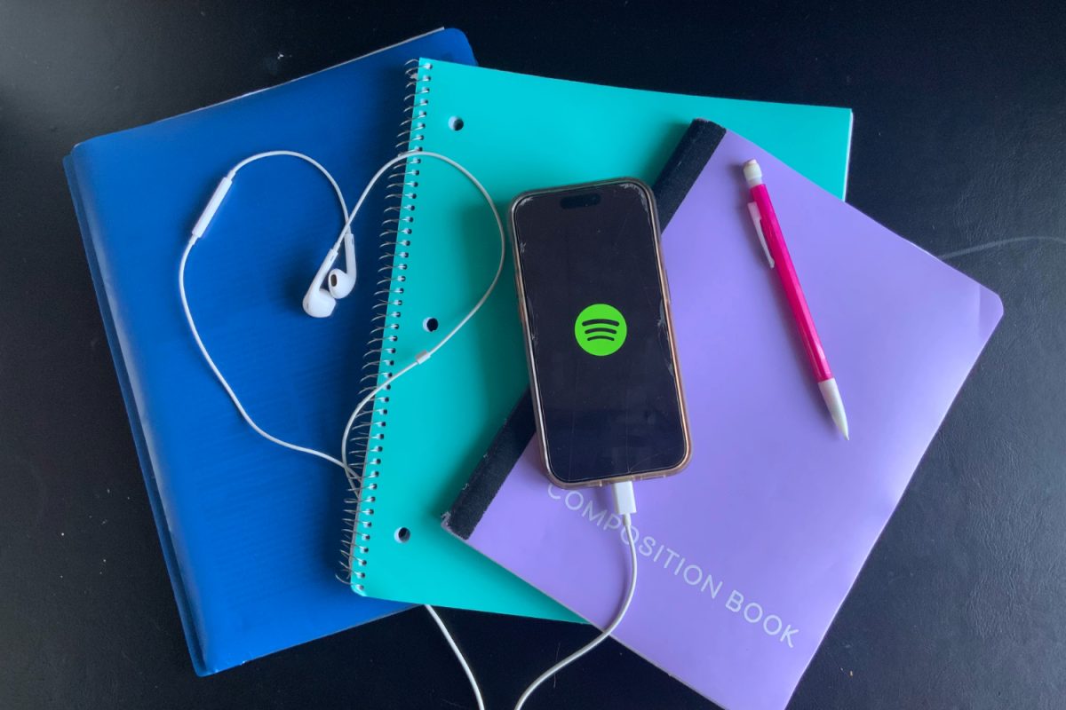 A student sets up their desk and turns on Spotify before settling in to complete tonight's homework. Spotify has become one of the world's biggest streaming platforms, attracting users globally and of all ages. "I listen to Spotify all the time. If I'm bored or I'm getting ready in the morning, I'll turn on a song," said Carlmont student Adelyn Castelli.
 
