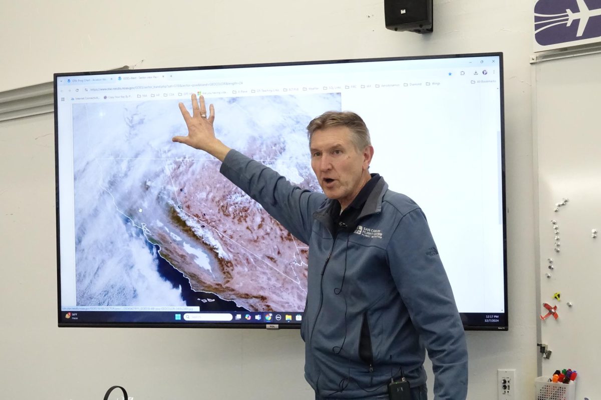 Senior instructor Herb Patton teaches the Weather Services Workshop at the San Carlos Flight Center (SCFC). The seminar provides valuable resources and practical tips for weather safety. "I love sharing information. Helping people understand things about aviation, it gives me satisfaction to see people learn things," Patton said.