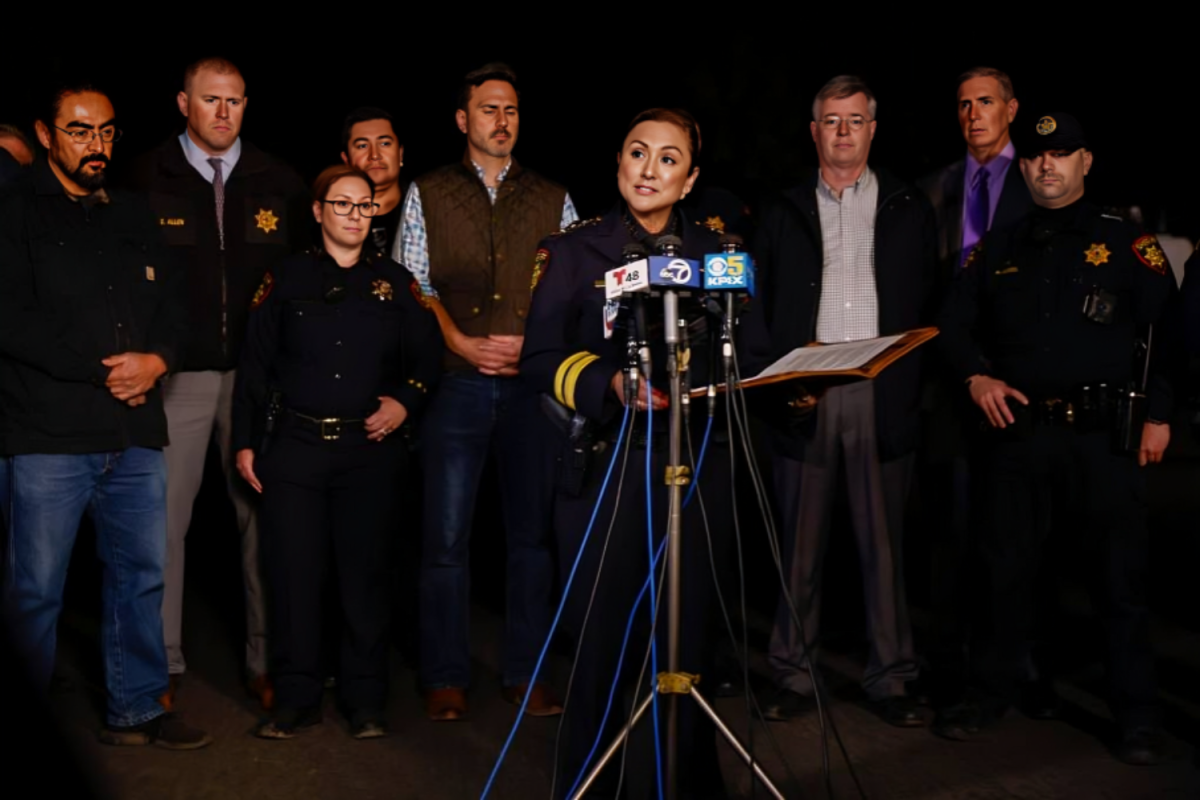 San Mateo County Sheriff Christina Corpus speaks during a press conference in downtown Half Moon Bay. Formerly sworn into office in 2023, Corpus has been sheriff for over a year, hoping to bring in an era of reform during her term.