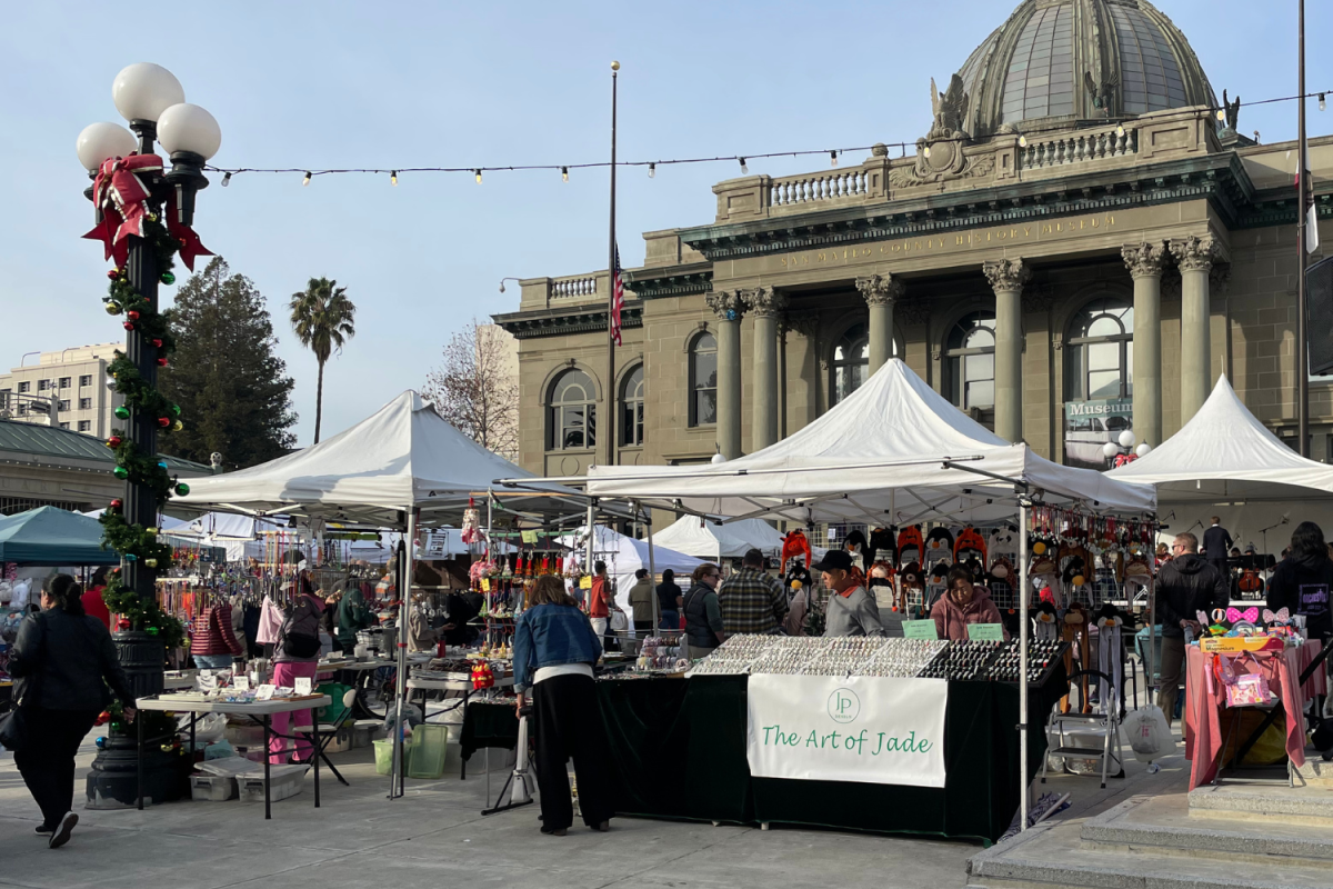 Vendors at Hometown Holidays advertise their products to people passing by. Many of the vendors are local and make their products by hand. These homemade creations make for perfect holiday gifts.