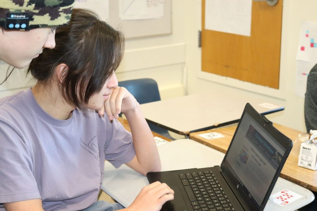 Members of Carlmont's  Pokémon Club engage in a Pokémon Tournament. They searched up the type of matchups for the tournament. "It was a massive morale boost to the club and we had a great amount of participation," said Jonathan Yip, one of the vice presidents.