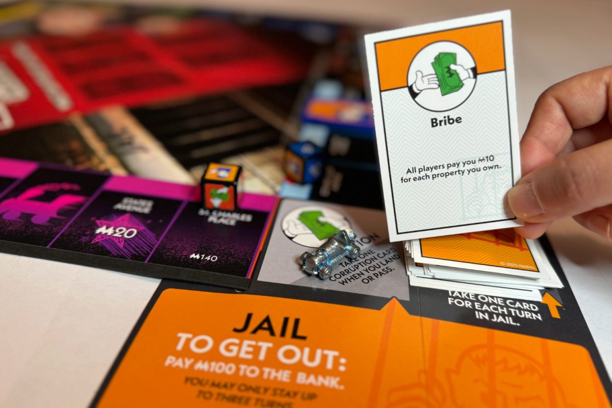 A Monopoly player adds the “Go to Jail” expansion pack to their preexisting board game. This expansion pack includes corruption and super corruption cards which allow players to steal each other's properties, buy properties for discounts, and get free properties. “This pack seems like it would be my favorite because a game with mischief seems more fun than the classic Monopoly game,” said Sophia Lee, a sophomore at Carlmont.