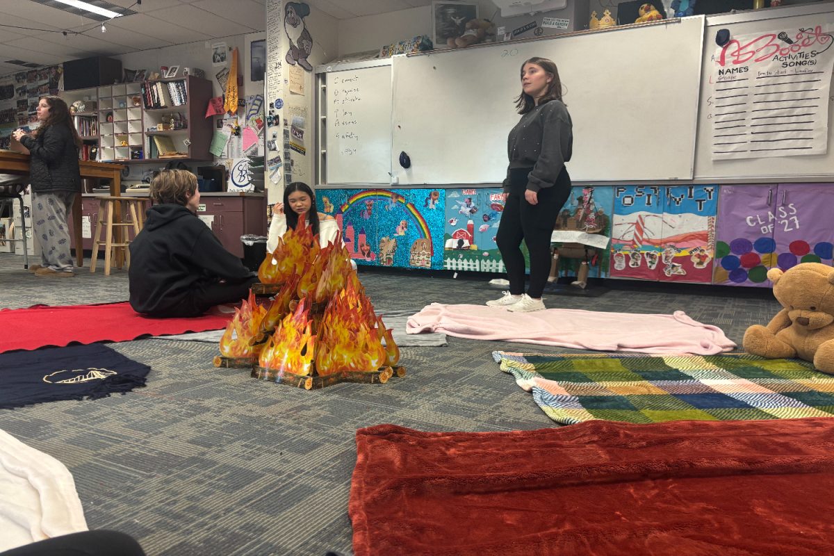 Students attend the most recent Reach Out hangout with a campfire theme. Each of the hangouts planned have a specific theme that the organizers follow to create more variety in their events. 