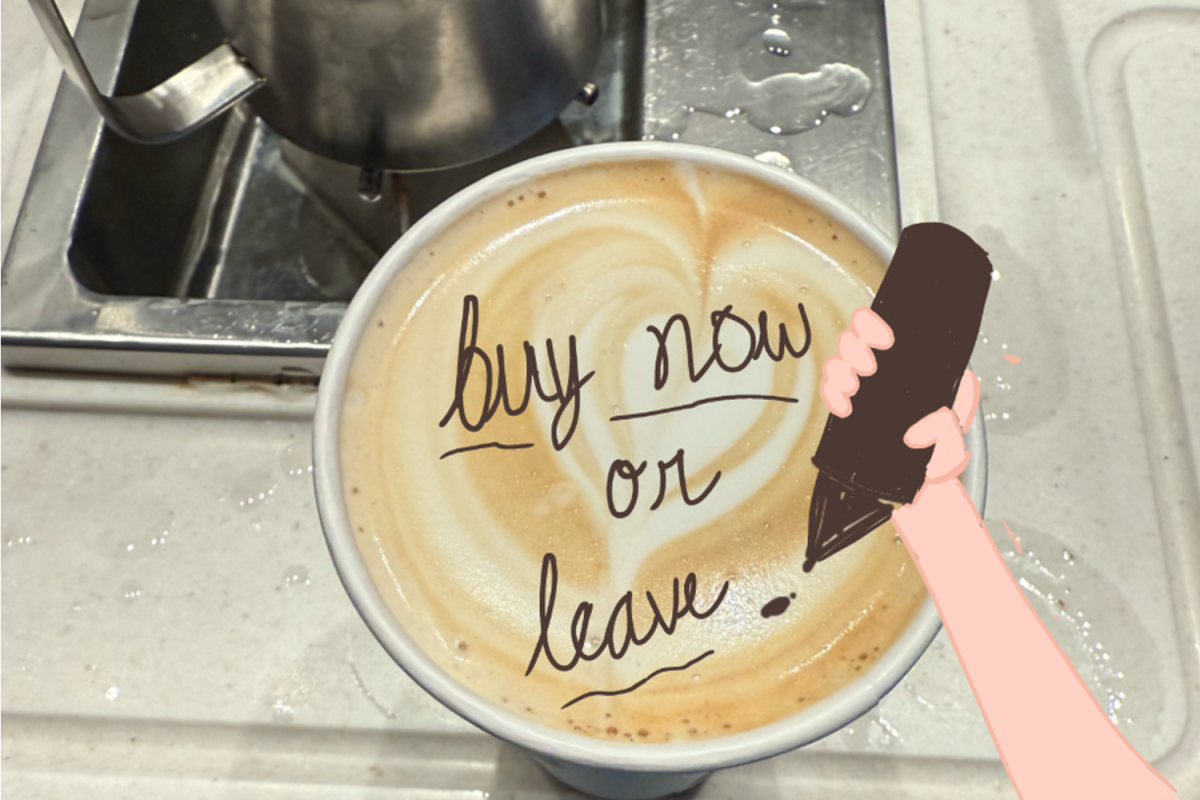 An employee writes the words "buy or leave" on the latte to represent Starbucks' new code of conduct. Customers and employees alike share mixed feelings about the new policy and how some locations can force people to leave if they don't make a purchase. "Businesses are allowed to refuse service to anyone, but I don’t think we reserve the right to ask someone to leave unless they are making a scene or hurting the business," said Erlan McMahon.