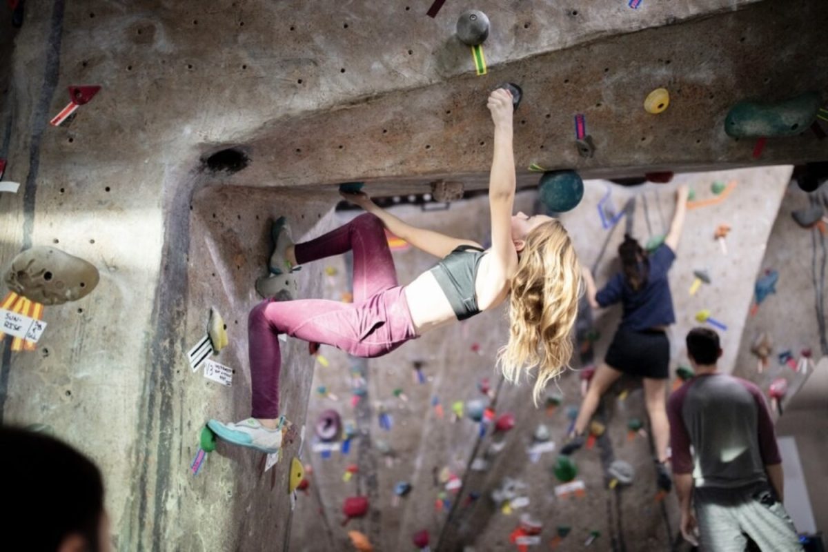 A young climber scales a steep wall. "Ever since I was five, I had a habit of climbing boulders on the side of hiking trails. Once I tried a climbing summer camp, I was hooked. Each climb was a new problem to solve; it was a mental and physical obstacle I would focus on in and out of practices," said Yuwa Ishida, a high school competitor at Movement Belmont. 