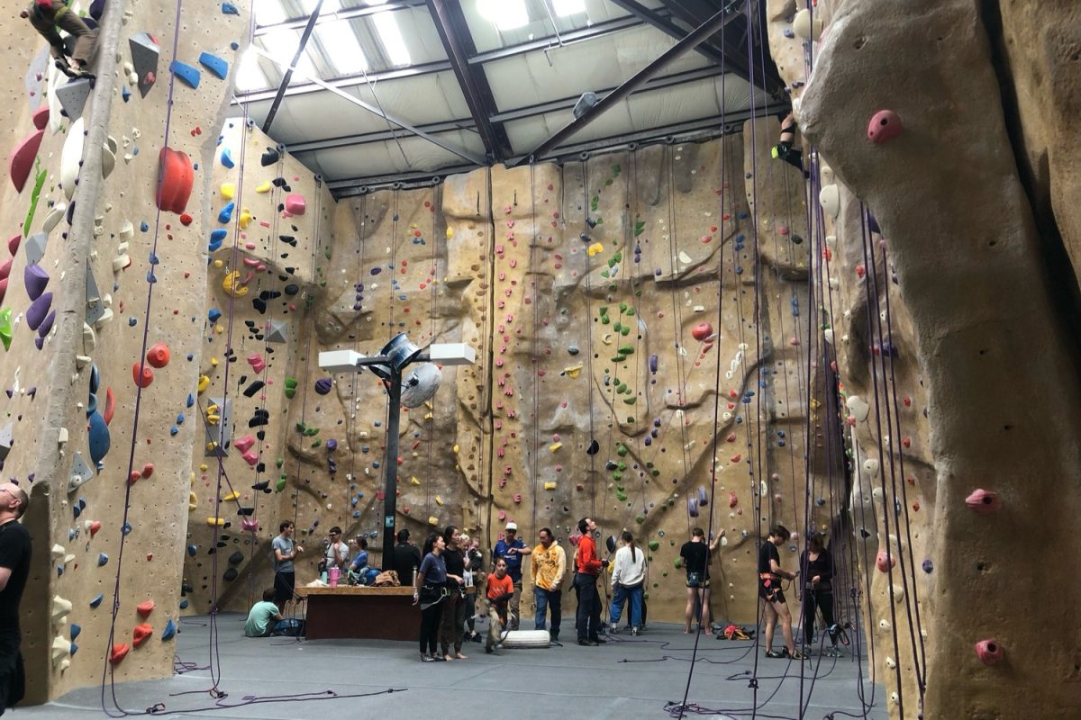 A young climber scales a steep wall. “Climbing has impacted my life by teaching me how to persevere through numerous obstacles. It has also allowed me to think outside the box to solve difficult problems,” said Alex Lu, a high school competitor at Movement Belmont. 