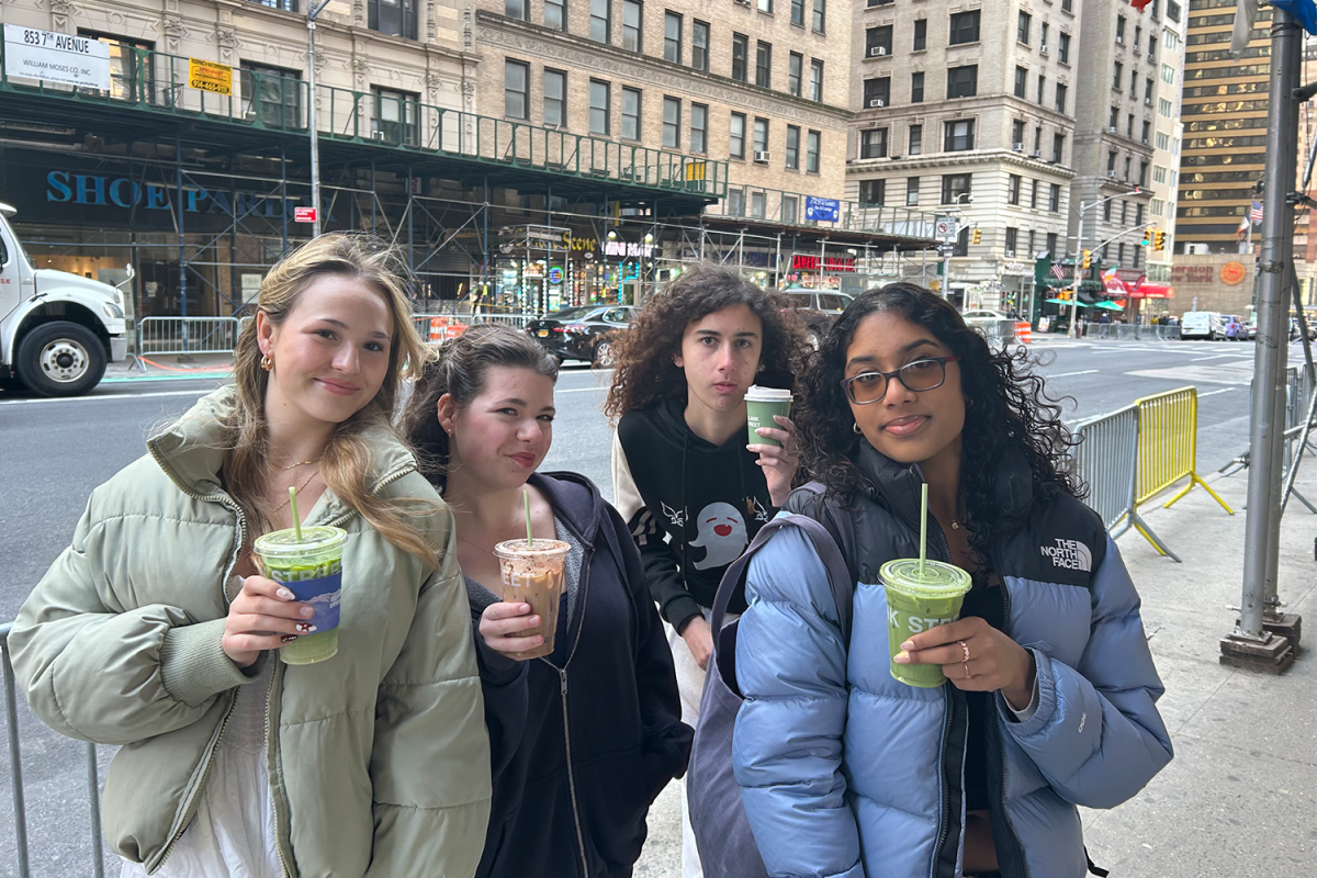 Choir students pose for a picture with their lattes and matchas. This choir tour had a jam packed schedule which required quick, on-the-go snacks. Small cafés were very convenient for students to pick up a beverage and get to the next activity.