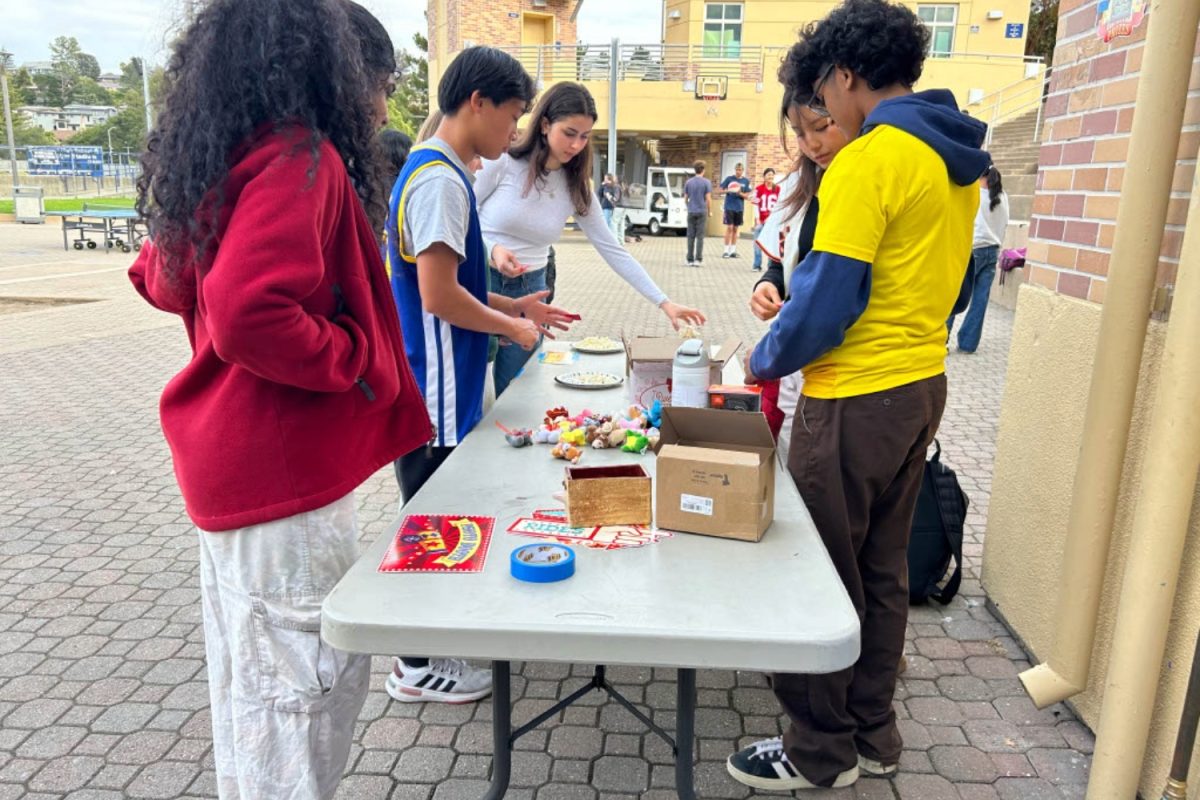 Students wait in line to enter a raffle at Hoco Hangout in front of the Associated Student Body (ASB) room. Prizes for the raffle included a JBL speaker, an Owala water bottle, and a Jellycat stuffed toy. 
