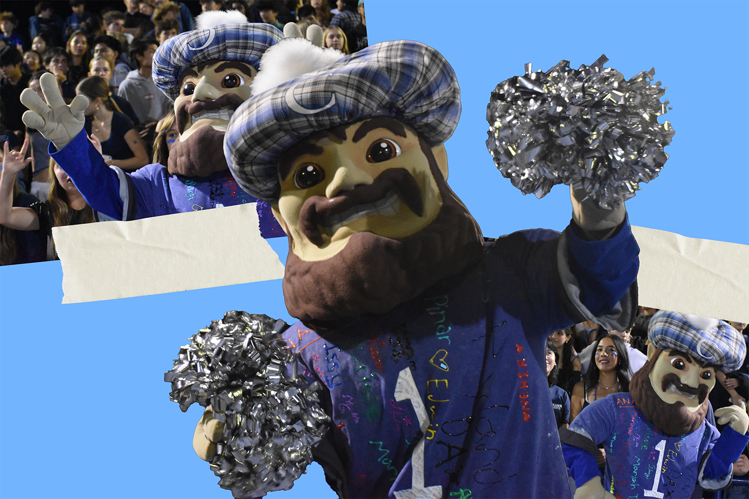Despite Monty's challenge of not being able to communicate verbally, he finds other ways to connect with the overflowing crowd. Whether it's through high fives, posing for photos, secret handshakes, or shaking a pair of pom-poms, Monty fuels Carlmont spirit by creating an inclusive and energetic environment.