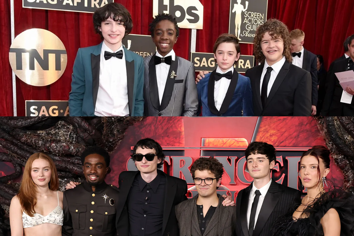 At the top, the cast members celebrate winning an award for the show's first season. On the bottom, those same cast members, nearly a decade later, attend the premiere of the fifth season. “Each season is very different and unique in its own way. What’s great about the show is that despite coming out across many different years, they’re able to recapture the same emotions each time," said Elliott Cranmer.