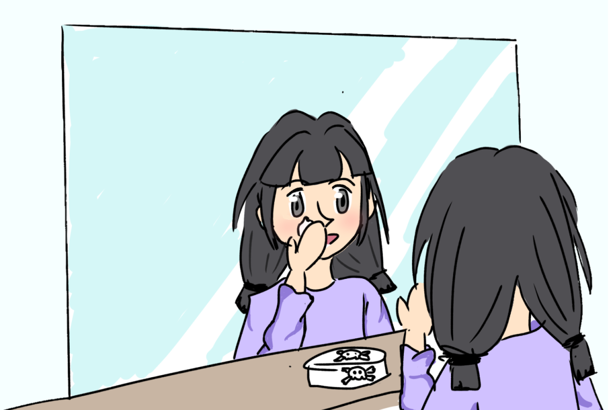 A child begins to apply an anti-wrinkle cream to her face, unaware of the potential side effects and dangers associated with using such products at a young age. According to Yale Medicine, children's skin is thinner and more delicate than adult skin, making it more sensitive to adult skincare and emphasizing the importance of using the right products for one's age.