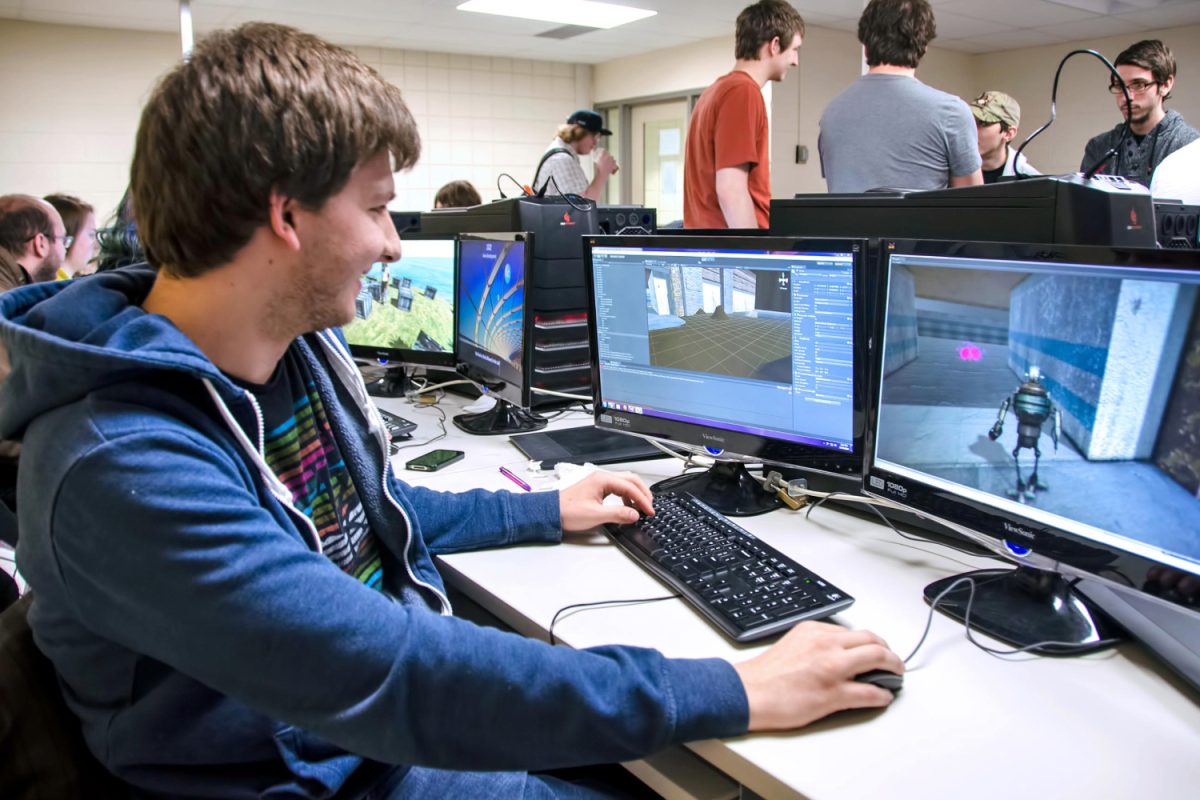 Students work on game design projects. IndieCade Horizons did not provide official event photos, but this represents similar student collaboration. “IndieCade Horizons and other events for students interested in game design are a great opportunity for young people to engage with working designers, hear about the various aspects of what it takes to be a designer, and also be exposed to innovative new ideas in games, like those found in indie projects,” USC professor and game designer Tracy Fullerton said.