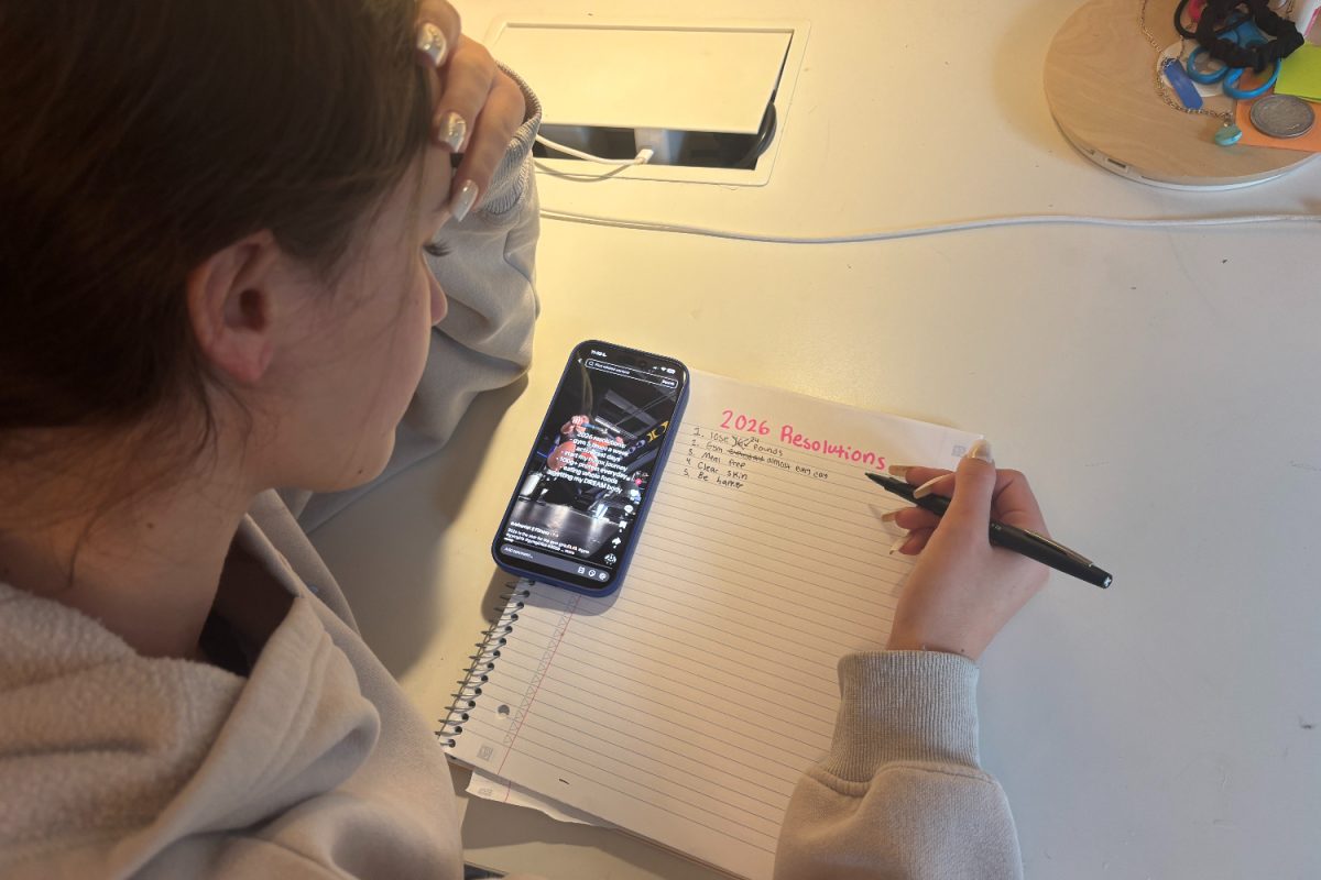A notebook gets filled with resolutions for the new year, alongside a TikTok video containing another set of resolutions from someone posting on social media.  "Especially through social media, you always see people trying to implement resolutions. There's definitely pressure to find something to improve on as a new year approaches," said Hailey Kulich, a freshman at Carlmont. 