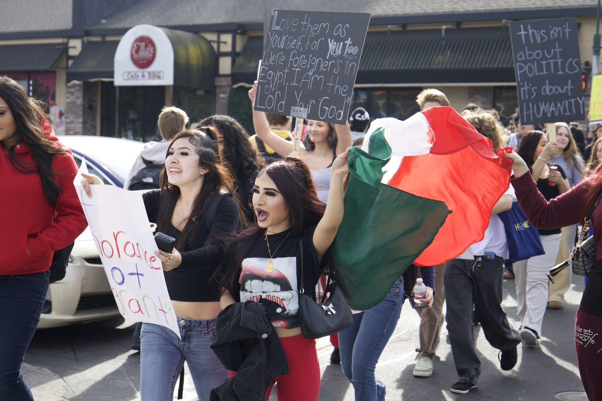 With the Mexican flag held high, students carried signs and banners while marching through the streets of Belmont. "My daughter is protesting, and I'm very, very proud of her. The first thing I did was send in her excuse notice, so that way the school couldn't say anything," said Mel Ellis, a Carlmont High School parent. 