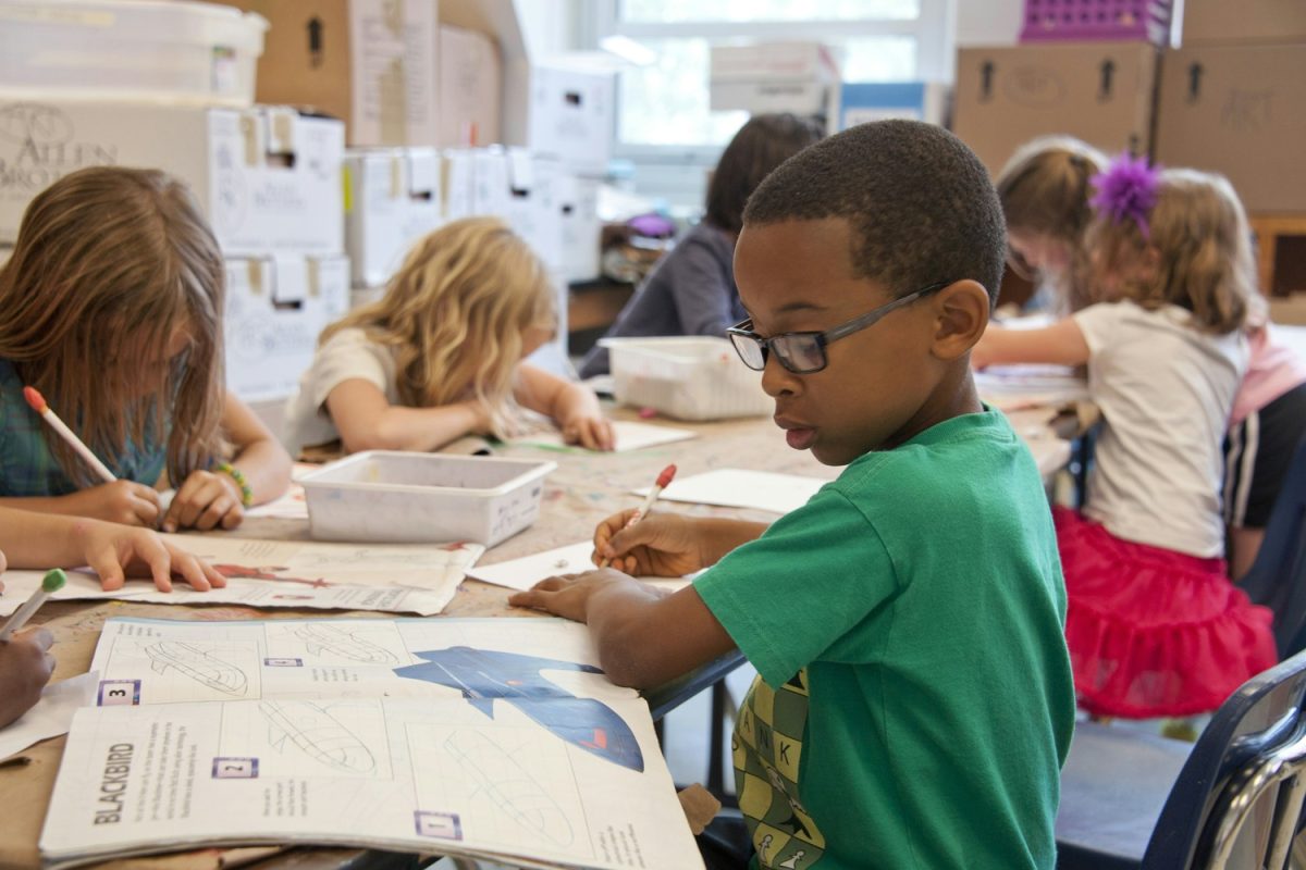 Primary school students work on sketching from a drawing book. Early education programs like these may be threatened by the Trump administration's funding suspensions. "Funding freezes create enormous pressure on states and can force families into impossible choices — like deciding between paying rent, keeping the heat on, or affording child care," said Debra Lancaster, executive director of the Rutgers Center for Women and Work.
