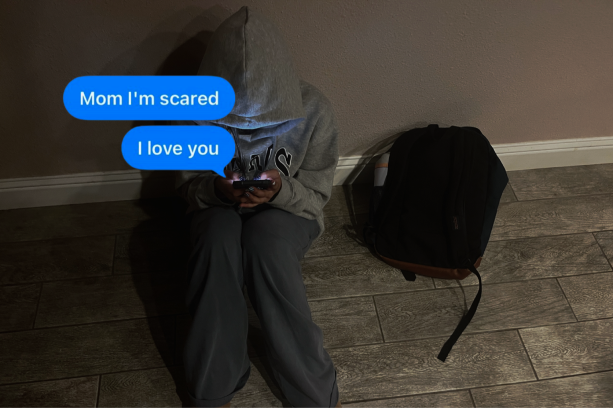 A student uses their phone to contact a parent during a crisis situation. According to Pew Research Center, 95% of teenagers have access to a smartphone. 