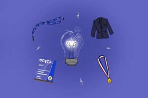 The fractured lightbulb, surrounded by symbols of the Distributive Education Clubs of America (DECA) achievements, represents the difficult period facing Carlmont's DECA chapter. Despite recent setbacks, Devin Suto, a junior and the chapter’s vice president of competition, emphasizes the fundamental principles that define the organization. "We think that members should uphold professionalism, integrity, and a growth mindset," Suto said. "They represent the chapter at competitions and events, so showing respect, working hard, and supporting others are especially important values."